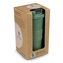 Bambusbecher "to go" verschließbar, moosgrün mit Verpackung