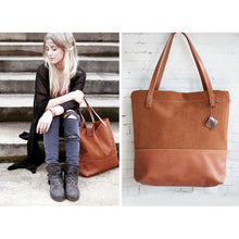 Beutel Echtleder Shopper "Manoo" cognac