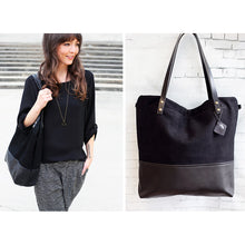 Beutel Echtleder Shopper "Manoo" schwarz