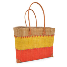 Raffia-Tasche rotgelb 34x20x31cm