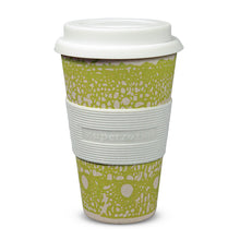 Becher "Coffee to go" gelb gemustert