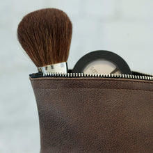 Kosmetiktasche Echtleder "Manoo", dunkelbraun