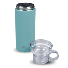 Thermosflasche mit Tasse, hellblau mit abgeschraubter Tasse