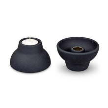 Bambus-Kerzenhalter "Double Up", grau