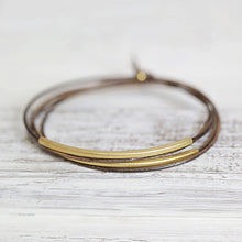 Armband "Echtleder", vergoldet, vintage braun / teak