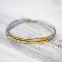 Armband "Echtleder" vergoldet, dunkles steingrau