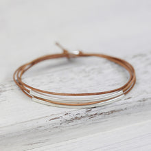 Armband "Echtleder" rhodiniert cognac