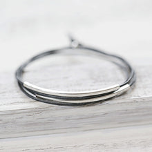 Armband "Echtleder", rhodiniert, anthrazit
